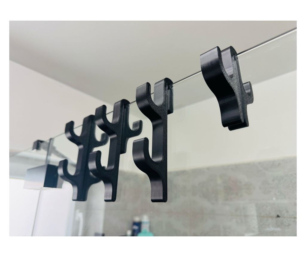 Carlig pentru Cabine de Dus – Suport Umeras, Accesorii Baie, 3D din PLA, Negru, Model 3 Agatatori - 4