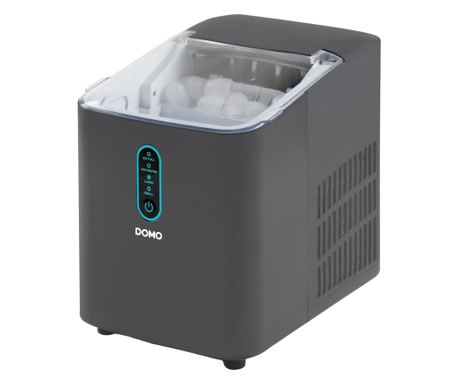 DOMO jégkockakészítő gép, kapacitás 12 kg/nap, gyors elkészítés 8 perc/ciklus, 2 méretű jégkocka, kompresszoros technológia, LED
