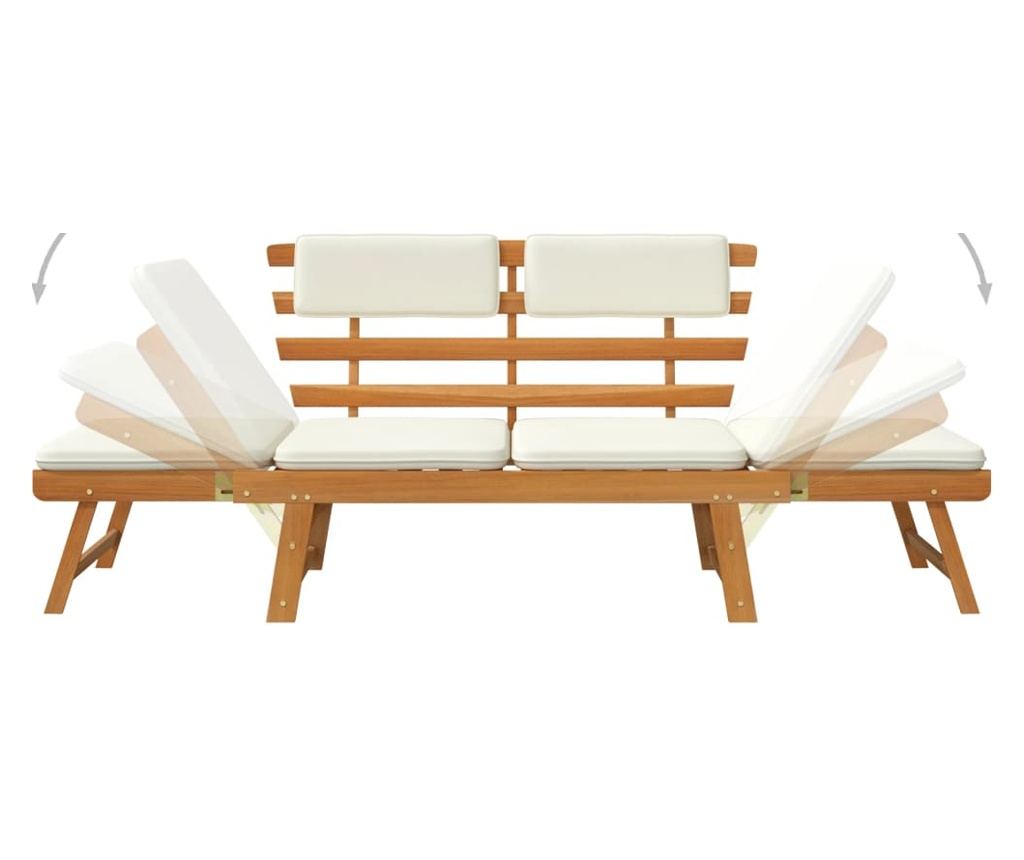 Vrtna klupa 2 u 1 s jastucima, 190 cm, masivna bagremova drva - 6