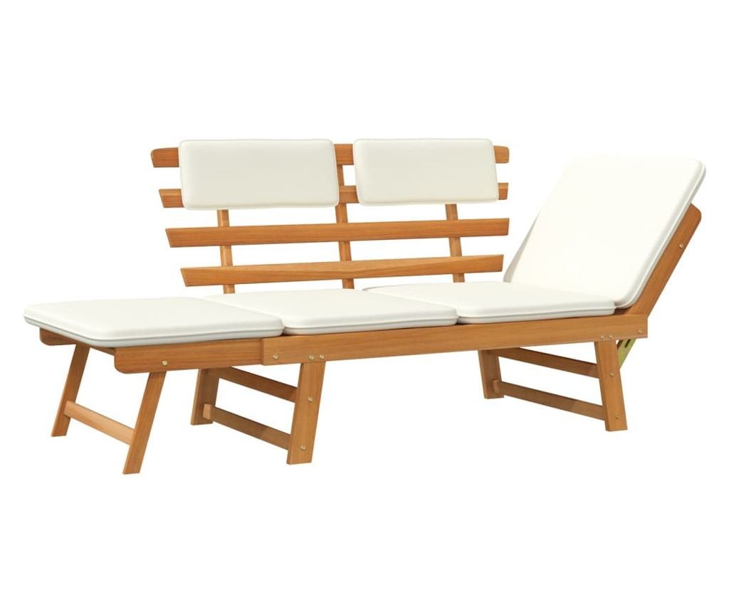 Vrtna klupa 2 u 1 s jastucima, 190 cm, masivna bagremova drva - 7