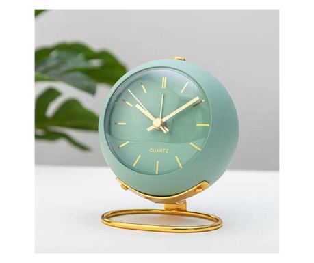 Ceas deșteptător Luxury analogic , design clasic din metal, funcție silențioasă cu iluminare de noapte, Verde