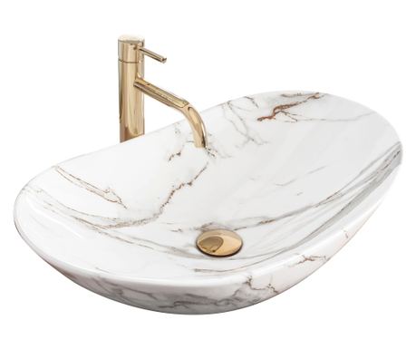 Umývadlo Na Dosku Rea Royal Shiny Aiax Ovál Bílý - 62x36x16CM