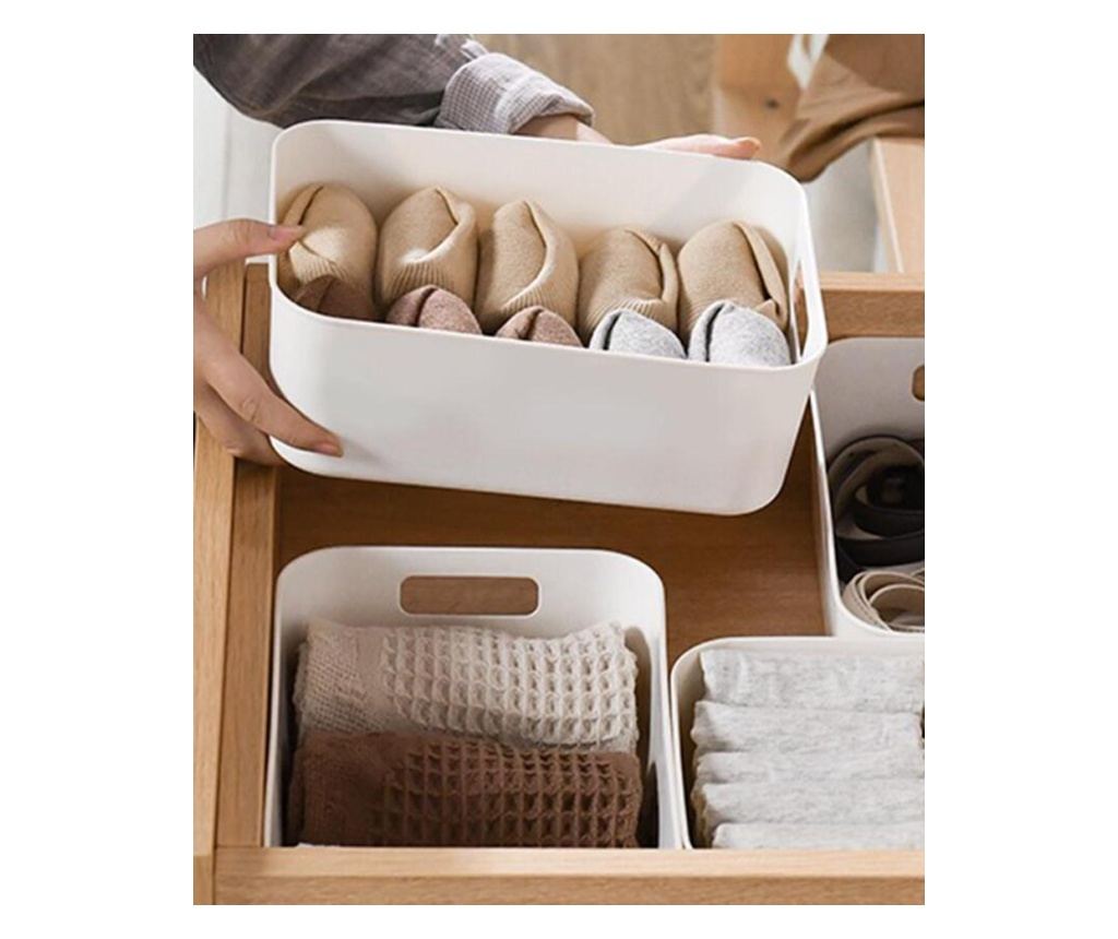 Set 6 cutii depozitare, plastic, cu manere, 30x20x10 cm, organizatoare baie, bucatarie, jucarii, cosmetice, multi-functional, us