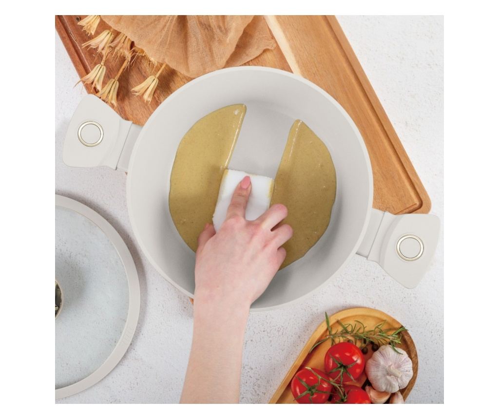 Oală cu capac 24 cm, 4.1L – Berlinger Haus Sahara Collection BH 8071, crem, antiaderentă cu titan, pentru supe și tocane - 5