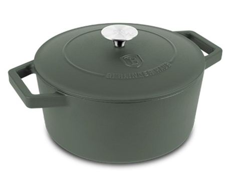 Litinový hrnec s poklicí 4,35L, 24 cm Zelený matný Berlinger Haus BH 6544, smaltovaný, zelený
