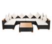 Vrtni namještaj s jastucima, 7 dijelova, crna, poliratan