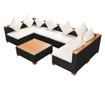 Vrtni namještaj s jastucima, 7 dijelova, crna, poliratan