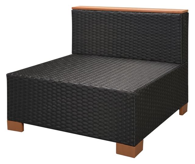 Vrtni namještaj s jastucima, 7 dijelova, crna, poliratan