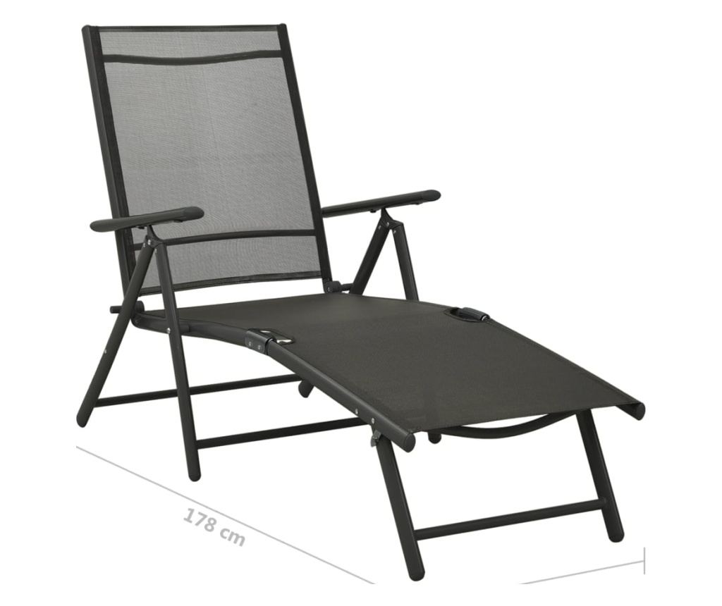 Set vrtnega pohištva, 3 kosi, črna, tekstilena in aluminij - 12