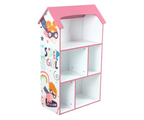GINGER HOME Παιδικό Ράφι, Ράφι Παιχνιδιών και Βιβλίων, Ξύλινο Σπίτι SUPER GIRL