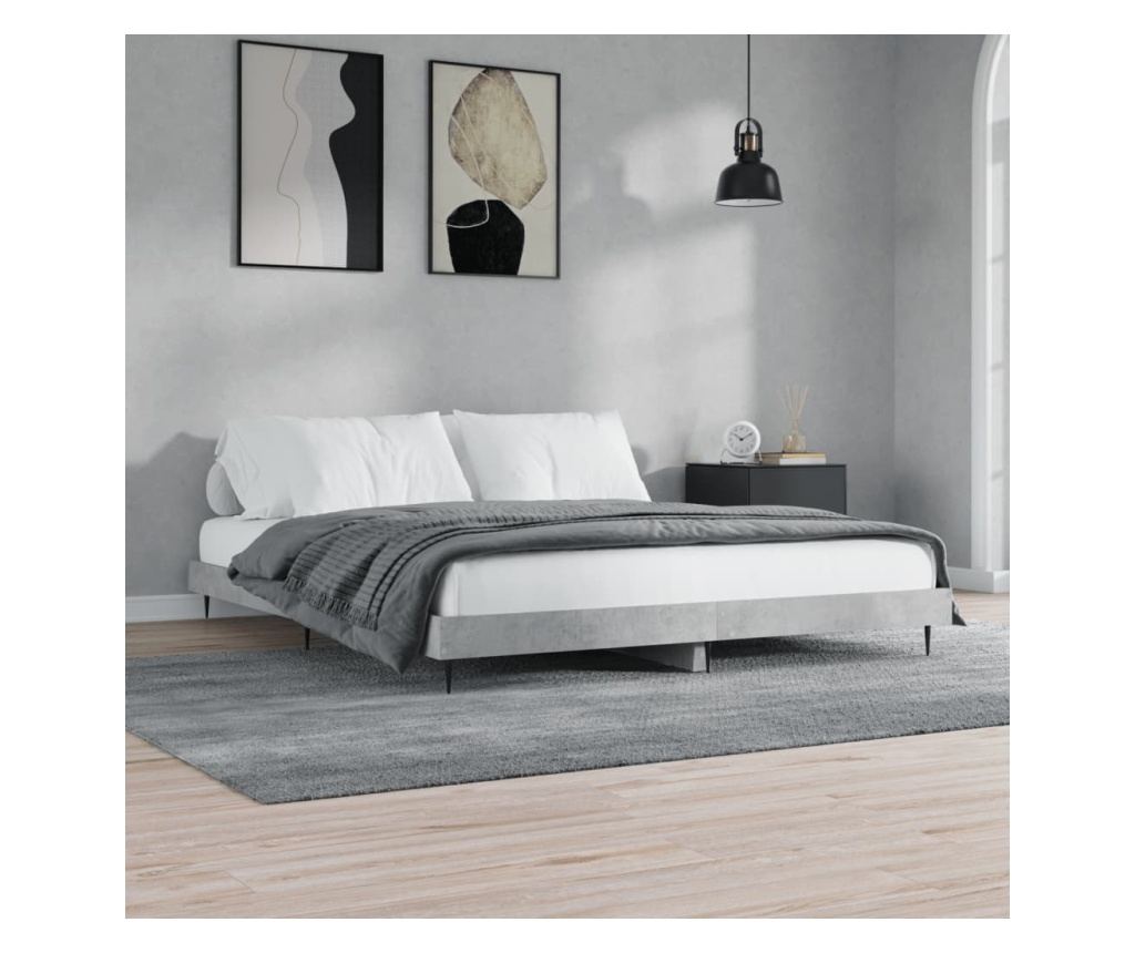Rám postele betonově šedý 160 x 200 cm kompozitní dřevo - 2