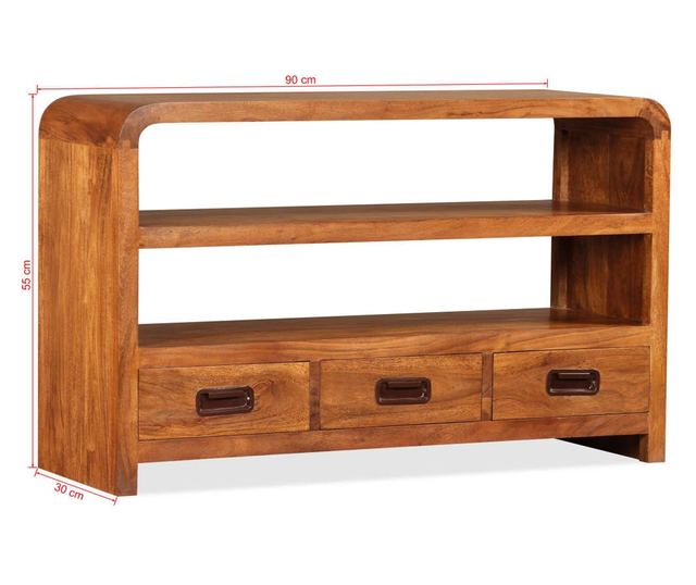 TV komoda, masivno drvo s sheesham završnom obradom, 90x30x55 cm