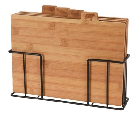 Set 4 tocatoare Akita, bambus, suport metalic, 28x20x0.7 cm
