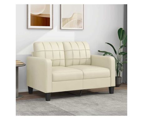 Pohovka pro 2 osoby, krémová, 120 cm, ekologická kůže