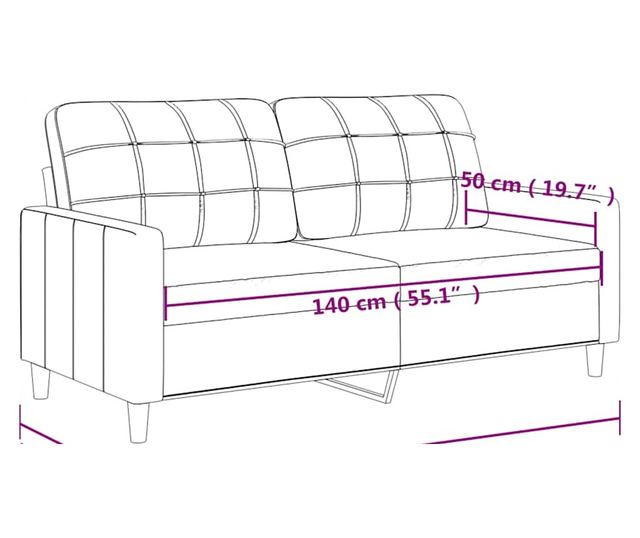 2-местен диван, светложълт, 140 см, плат
