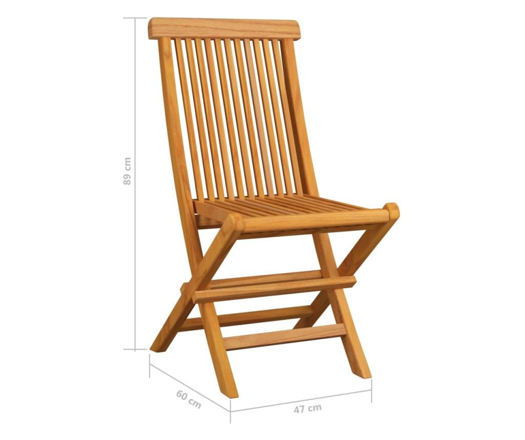 Градински столове със сини възглавници, 4 бр., Масивно дърво тиково дърво - 11