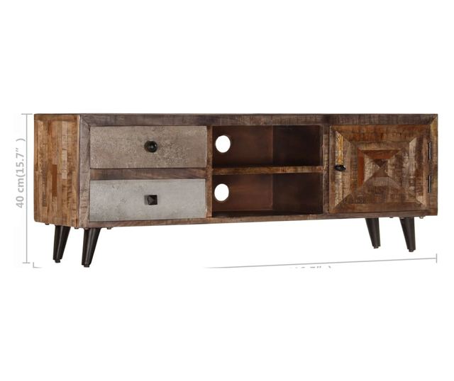 TV komoda, 118x30x40 cm, masivno drvo manga