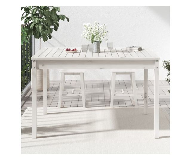 Stolik ogrodowy, biały, 121x82,5x76 cm, drewno sosnowe