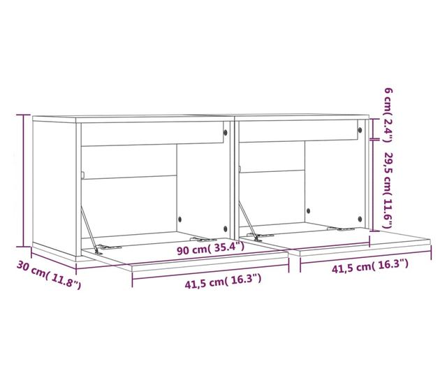Szafy ścienne, 2 szt., szare, 45x30x35 cm, drewno sosnowe