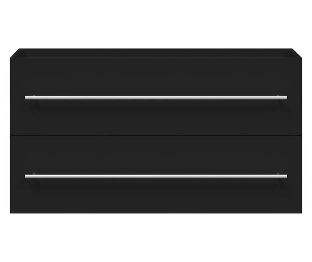 Frdszobaszekrny tkrrel, fekete, feldolgozott fa - 5