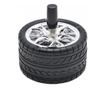 Scrumiera metalica Pufo Angry Wheel, antivant cu buton, 10 cm, negru/ argintiu thumbnail 1