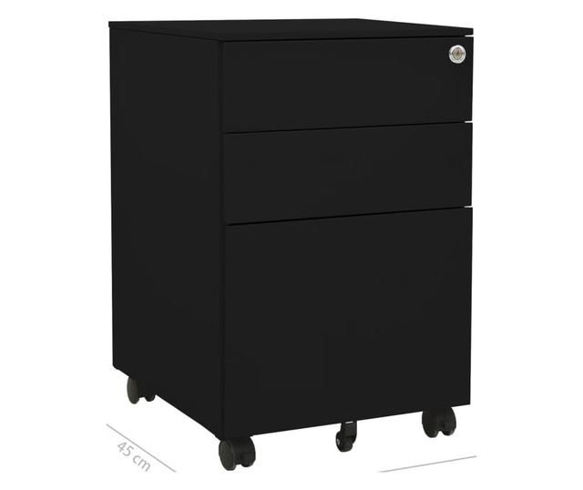 Mobilni ormarić za spise, crni, 39x45x60 cm, čelik