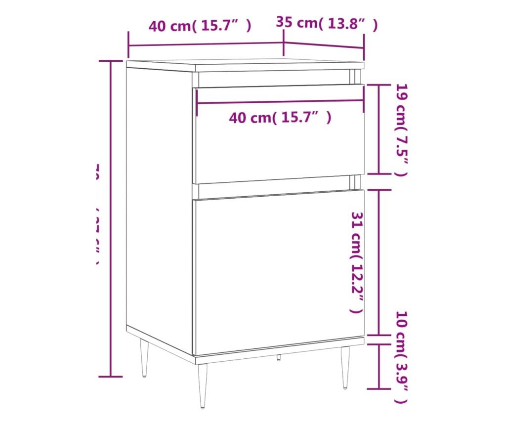 Konzola, bijela visokog sjaja, 40x35x70 cm, obrađeno drvo - 12