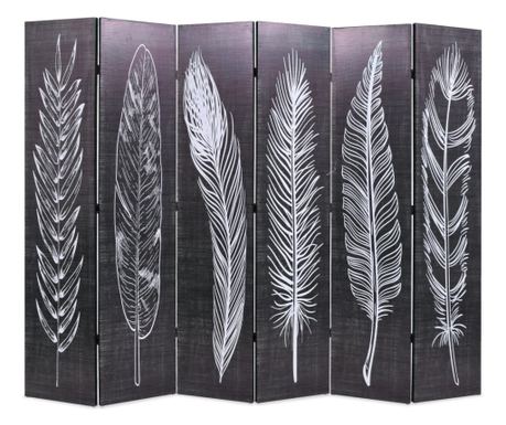 Összecsukható szobaelválasztó, fekete-fehér, 228 x 170 cm, tollminta