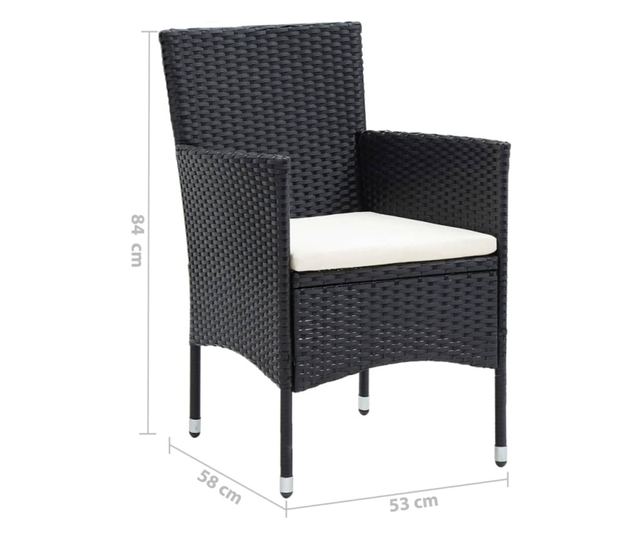 Vrtni namještaj s jastucima, 7 dijelova, crni, poliratan