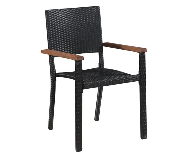 Градински столове, 2 бр., Черен, Полиратан