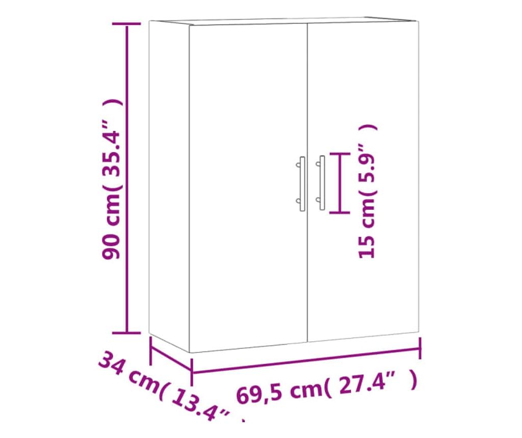 Zidni ormarići, 2 kom, smeđi hrast, 69,5x34x90 cm - 12