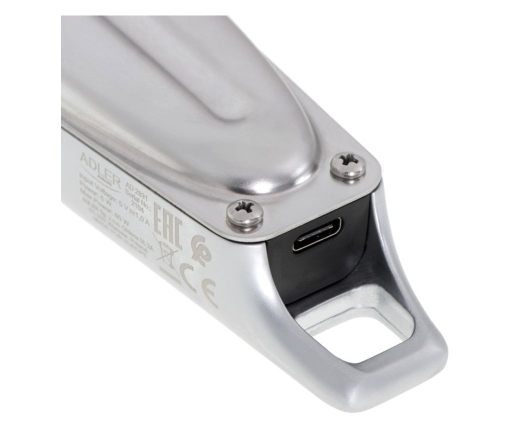 Професионална машинка за подстригване Adler AD 2831, 100W, Батерия 2200 mAh, 6 приставки, USB, LCD дисплей, Сребрист - 14