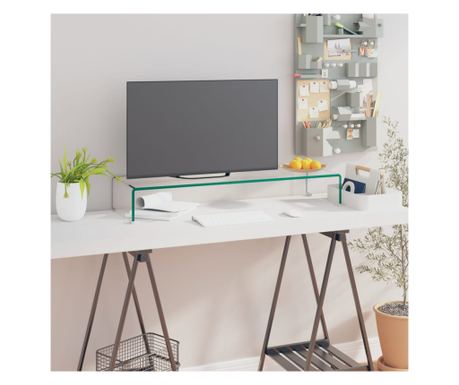 Stalak za TV/monitor prozirno staklo 90x30x13 cm