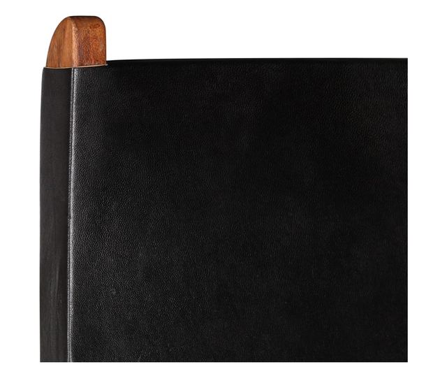 Sklopiva opuštajuća stolica, crna, prirodna koža