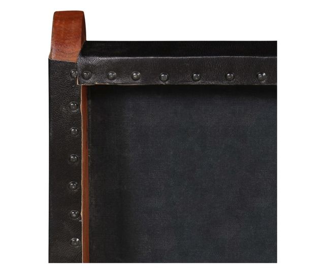 Sklopiva opuštajuća stolica, crna, prirodna koža