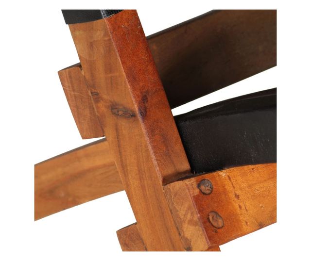 Sklopiva opuštajuća stolica, crna, prirodna koža