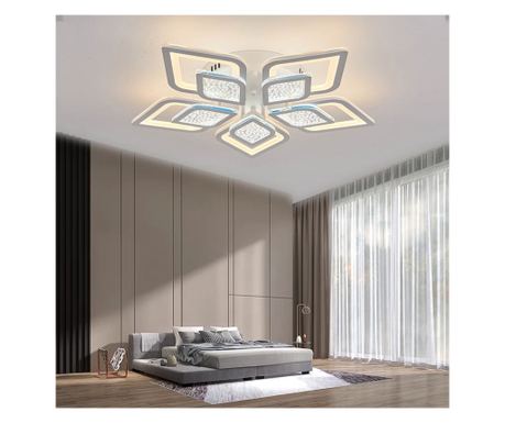Lustra LED RFAN, Model M408-5, Cu Telecomanda, 3 Tipuri De Lumina, Intensitate Reglabila, 180W, Alb