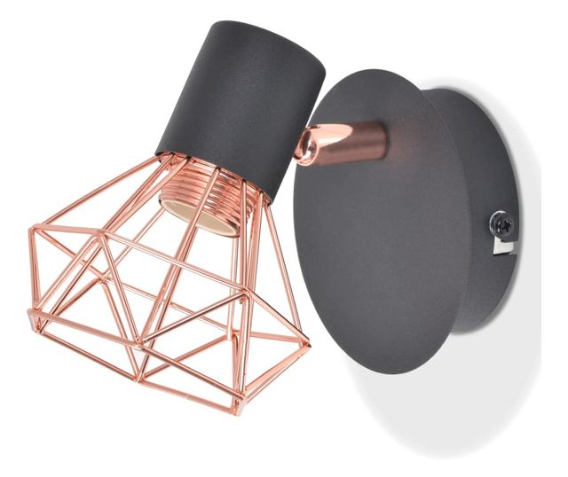 Zidna svjetiljka 2 kom, E14, crna i bakrena