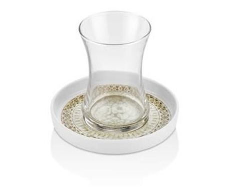 Σετ τσαγιού 12 τεμαχίων OMS, γυαλί/πορσελάνη, 150 ml, διάφανο/λευκό