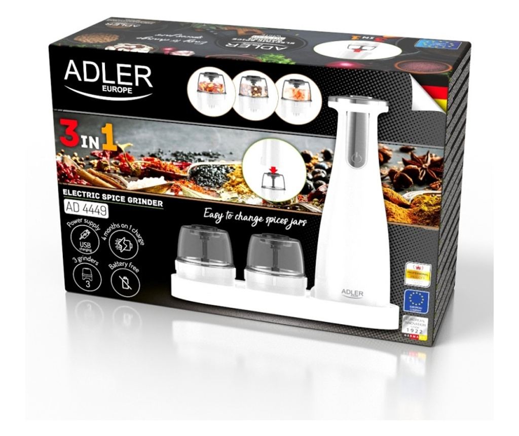 Polizoare electrice Adler AD 4449W, 3 buc, 150 ml, USB, Li-Ion 1500mAh, Lame ceramice, Alb - 14