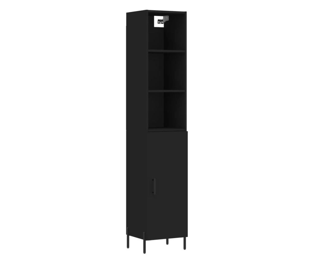 Visoka crna vitrina, 34,5x34x180 cm, obrađeno drvo - 2