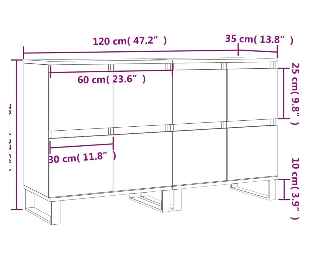 Komoda, 2 komada, crna, konstruirano drvo - 11