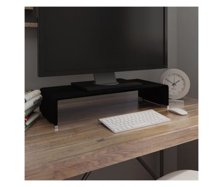 Staklo stalak za TV/monitor, crna, 60x25x11 cm