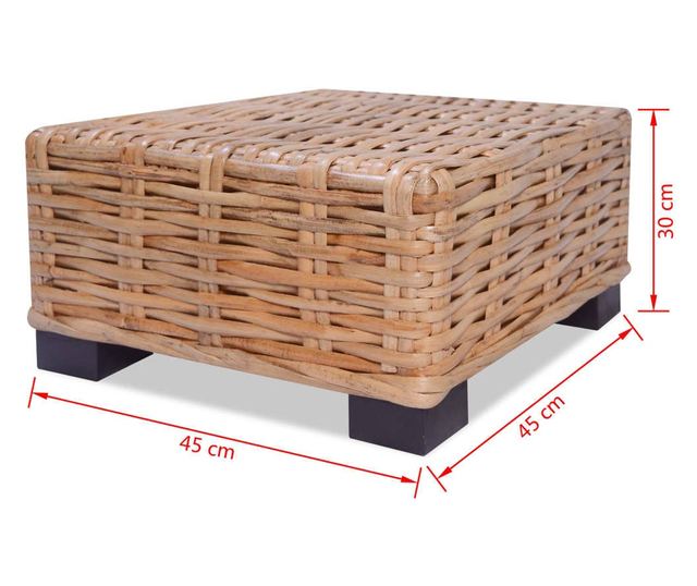 Stolić za kavu, 45x45x30 cm, prirodni ratan