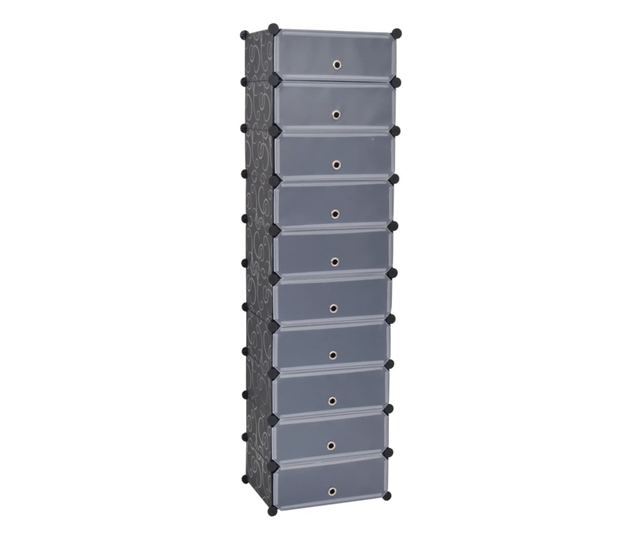Povezani organizator cipela, 10 pretinaca, crna