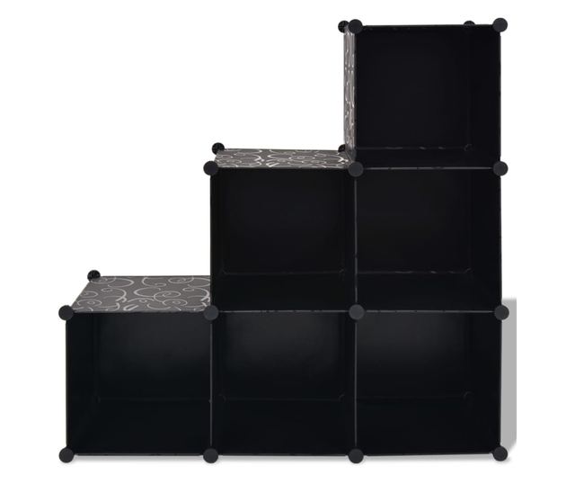 Ormar za pohranu u obliku kocke, 6 pretinaca, crna
