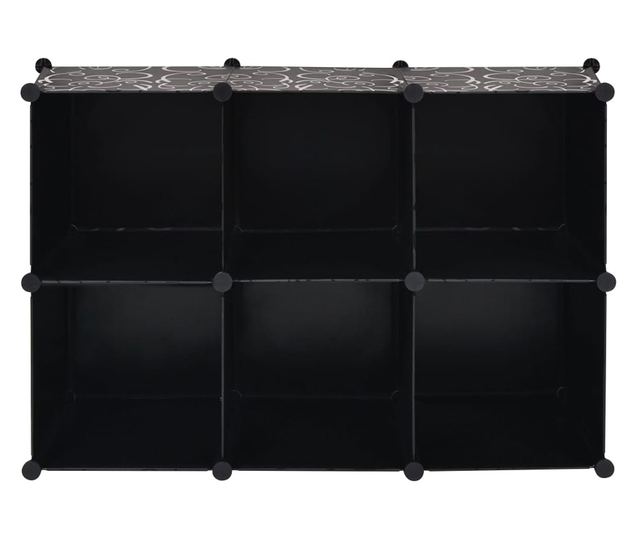 Ormar za pohranu u obliku kocke, 6 pretinaca, crna