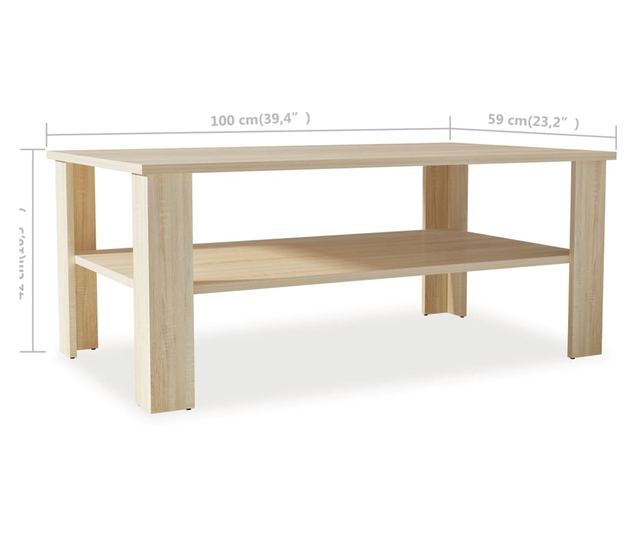 Stolić za kavu od iverice, 100 x 59 x 42 cm, boja hrasta