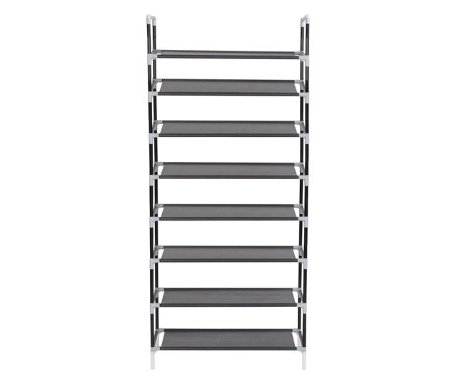 Polica za obuću s 8 polica, Metal i netkani tekstil, Crna