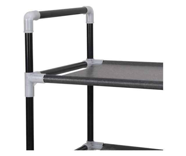 Polica za obuću s 8 polica, Metal i netkani tekstil, Crna